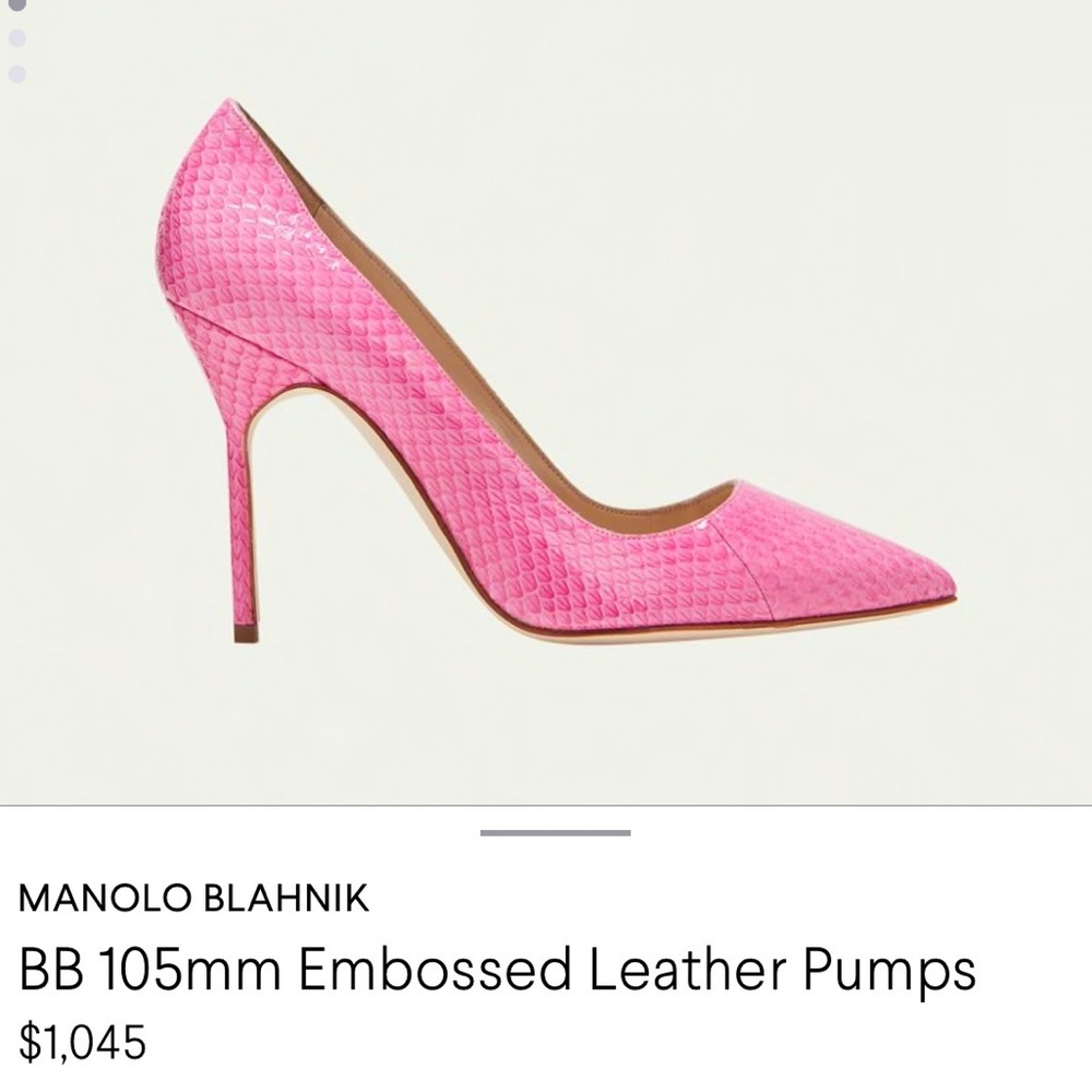 Manolo Blahnik BB 105 Embossed Leather Pumps - Pink (Size 42 - US 11)